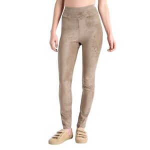 Splendid Vegan Suede High Rise Stretch Leggings Brown Latte Camel Small NWT